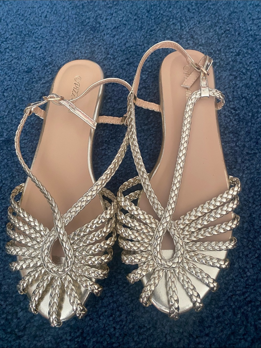 Gold Braided Strap Women's Slingback Sandals - Brand: